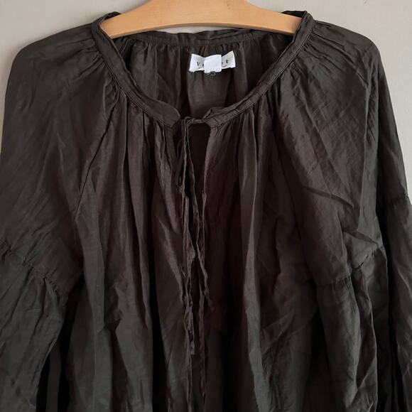 Velvet by Graham & Spencer Olive Green Long Sleeve Peasant Boho Top Size Medium - Picture 3 of 6